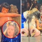 Katy Perry ajuda os ventiladores aparecendo no palco no palco em contrapartida