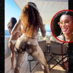 Winnie Harlow batendo biquíni Threek em iate